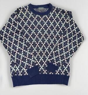 Descente Men’s LG Vintage Golf Collection Knitted Geometric Multicolor Sweater